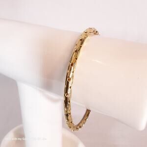Gold Tone Geometric Cutout Bangle Bracelet